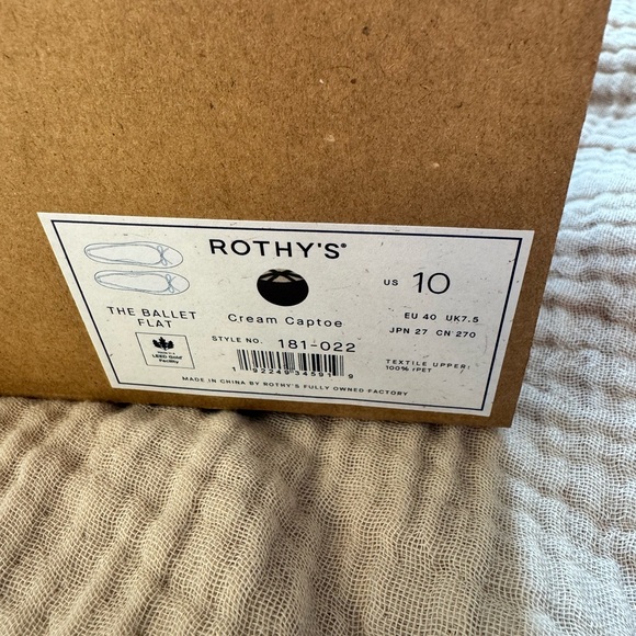 Rothy's Cream & Black The Ballet Flat cap toe flats NIB NEW size 10 - Picture 3 of 6